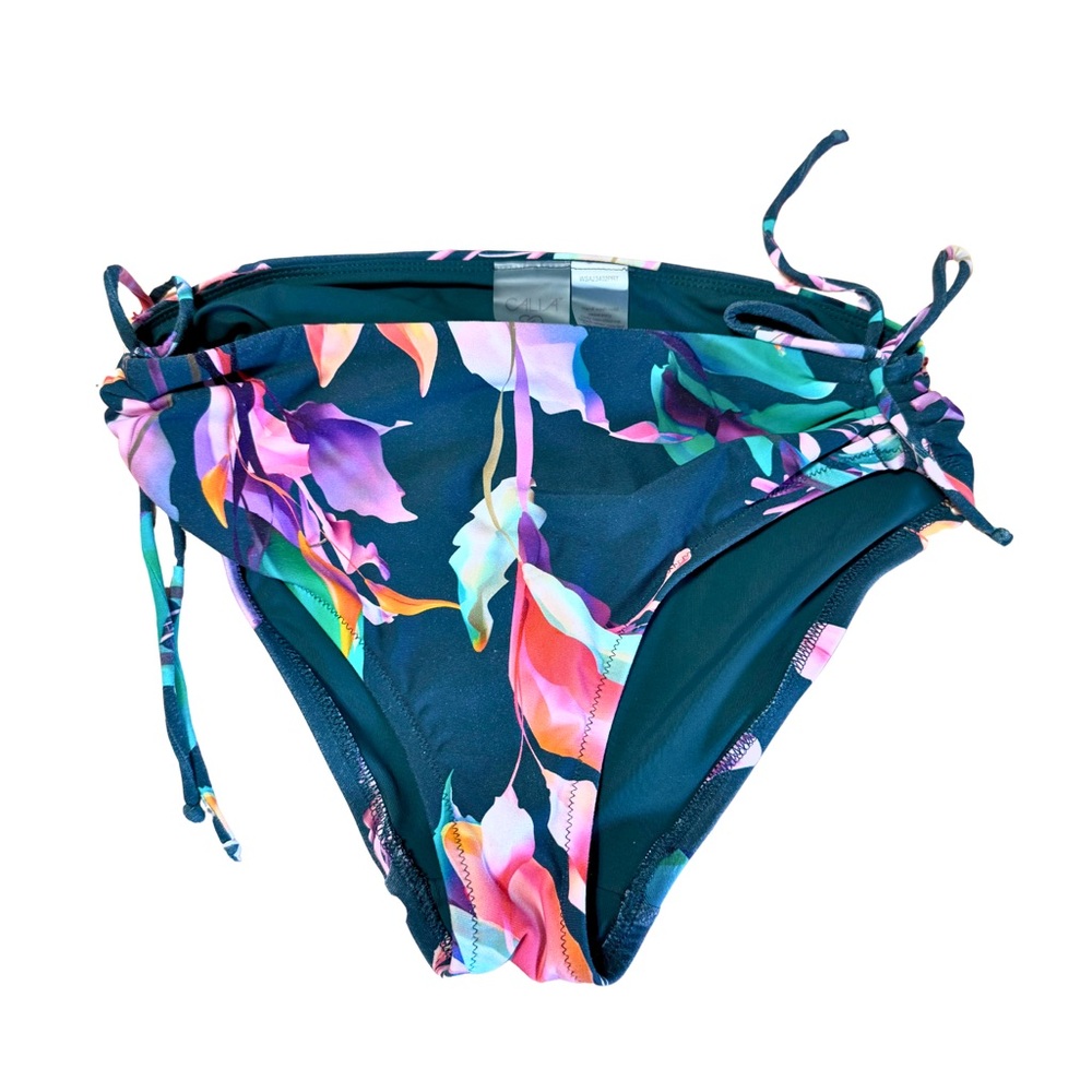 Calia High Waisted Teal Bikini Bottom with ties